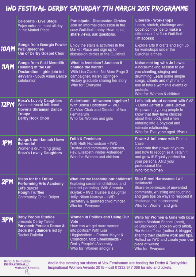 IWD 2015 programme